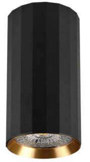 Oprawa sufitowa natynkowa tuba okrągła 1xGU10 stała NICEA czarno/złota pierścień (100x55mm) IP20 Goldlux