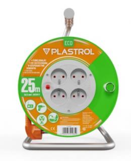 Przedłużacz bębnowy 25m OWY 3x1,5mm2 (igielit) 4gn z uziemieniem 16A 230V 3680W pomarańczowy ECOLINE PLASTROL