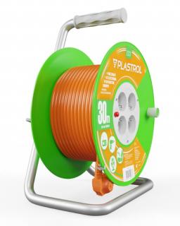 Przedłużacz bębnowy 30m OWY 3x1,5mm2 (igielit) 4gn z uziemieniem 16A 230V 3680W pomarańczowy ECOLINE PLASTROL