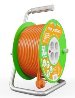 Przedłużacz bębnowy 50m OWY 3x1,5mm2 (igielit) 4gn z uziemieniem 16A 230V 3680W pomarańczowy ECOLINE PLASTROL
