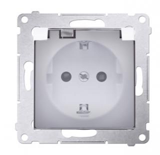 Simon 54 Gniazdo Schuko do wersji IP44 z przesłonami z uszczelką ramki (moduł) 16A, 250V~, zaciski śrubowe, klapka transparentna; biały KONTAKT-SIMON
