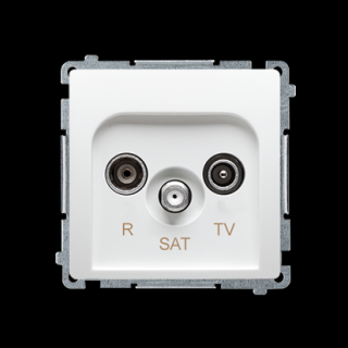 Simon Basic Gniazdo antenowe R-TV-SAT końcowe (moduł). 1x wejście: 5 MHz–2,4 GHz; biały *Może być użyte jako gniazdo zakończeniowe do gniazd przelotowych R-TV-SAT KONTAKT-SIMON