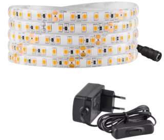 Taśma LED 24V IP65 w silikonie 23W b.ciepła 2700K 2100lm zasilacz + włącznik 3m Goldlux
