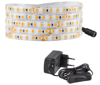 Taśma LED zestaw MONO 230V/24V IP65 w silikonie 35W b.ciepła 2700K 5m taśma + zasilacz + wyłącznik na przewodzie Goldlux