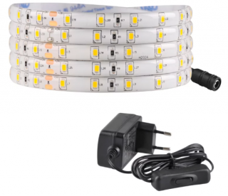 Taśma LED zestaw MONO 230V/24V IP65 w silikonie 9W b.neutralna 4000K 2m taśma + zasilacz + wyłącznik na przewodzie GOLDLUX