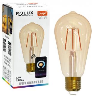 Żarówka LED Amber filament 5,5W ST64 sterowana smartfonem TUYA POLUX