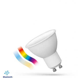Żarówka LED GU10 4,9W RGBW+CCT - kolory + biały 2700-6500K 480lm 50st sterowana aplikacją przez BLUETOOTH obudowa biała szyba mleczna SPECTRUMsmart EASY