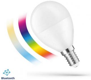 Żarówka LED kulka E14 4,9W RGBW+CCT - kolory + biały 2700-6500K 480lm 50st sterowana aplikacją przez BLUETOOTH obudowa biała szyba mleczna SPECTRUMsmart EASY