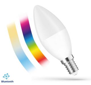 Żarówka LED świecowa E14 4,9W RGBW+CCT - kolory + biały 2700-6500K 480lm 50st sterowana aplikacją przez BLUETOOTH obudowa biała szyba mleczna SPECTRUMsmart EASY