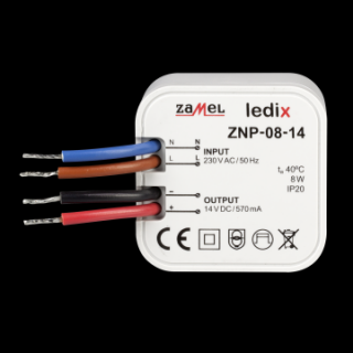 Zasilacz LED dopuszkowy 8W 14V LEDIX ZAMEL