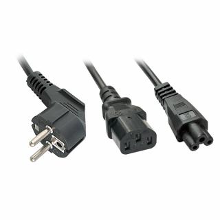 Lindy 30047 Schuko to 1x IEC C13 and 1x IEC C5 Y-Cable, 2m