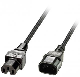 Lindy 30314 IEC C14 to IEC C15 'Hot Condition' Power Cable, Black - 2m