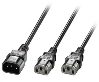 Lindy 30363 IEC Splitter Cable IEC C14 to 2 x IEC C13 - 1m