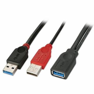 Lindy 31112 Extension cable USB 3.0 Type A Male to A Female Dual Power - 0,5m