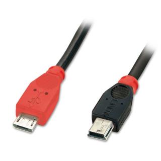 Lindy 31718 1m USB OTG Cable - Black, Type Micro-B to Mini-B