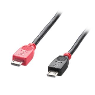 Lindy 31758 USB 2.0 OTG Cable - Black, Type Micro-B to Micro-B, 0.5m