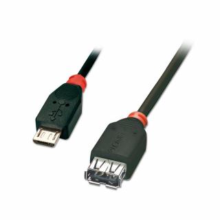 Lindy 31935 0.5m USB OTG Cable - Black, Type Micro-B to Type A