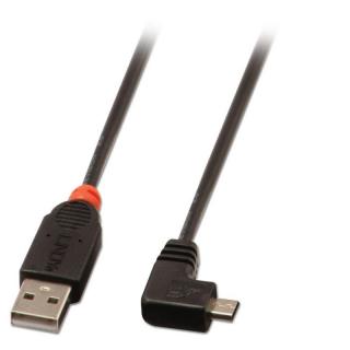 Lindy 31976 1m USB 2.0 Cable - Type A to Micro-B Cable, 90 Degree Right Angle