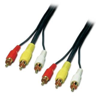 Lindy 35544 10m AV Cable - 3 x Phono Male to 3 x Phono Male, Premium