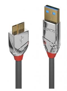 Lindy 36657 USB 3.0 Type A to Micro-B Cable Cromo Line - 1m