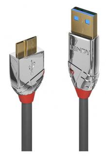Lindy 36659 USB 3.0 Type A to Micro-B Cable Cromo Line - 3m