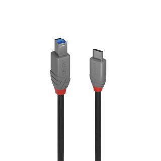 Lindy 36666 USB 3.2 Type C to B Cable, Anthra Line - 1m