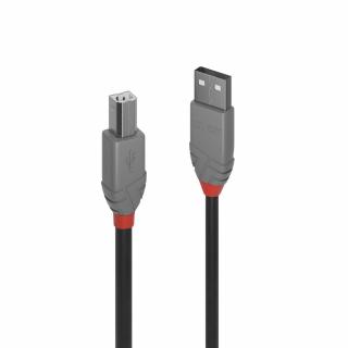 Lindy 36672 USB 2.0 Type A to B Cable, Anthra Line, Black - 1m