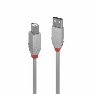 Lindy 36683 USB 2.0 Type A to B Cable, Anthra Line, Grey - 2m
