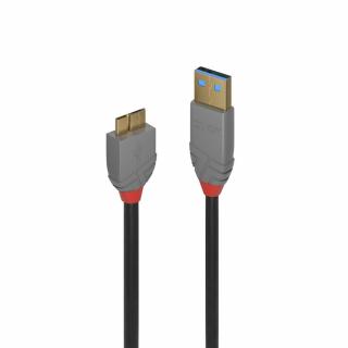 Lindy 36766 USB 3.0 Type A to Micro-B Cable, Anthra Line - 1m