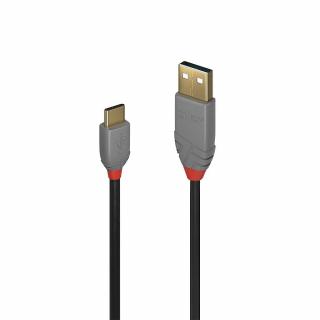 Lindy 36886 USB 2.0 Type A to C Cable, Anthra Line - 1m Quick Charge 2.0