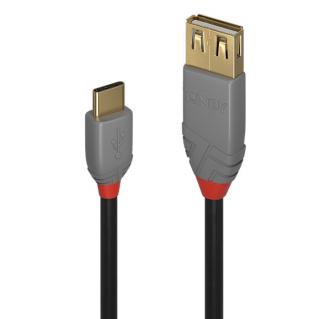 Lindy 36897 USB 2.0 C to A Adapter Cable, Anthra Line - 0,15m