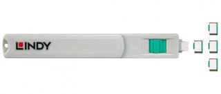Lindy 40426 USB Type C Port Blocker 4pcs with Key, green