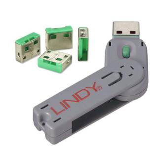 Lindy 40451 USB Port Blocker - Pack of 4, Colour Code: Green