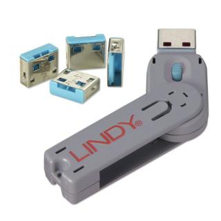 Lindy 40452 USB Port Blocker - Pack of 4, Colour Code: Blue