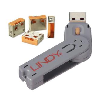 Lindy 40453 USB Port Blocker - Pack of 4, Colour Code: Orange
