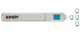 Lindy 40465 USB Type C Port Blocker 4pcs with Key, blue