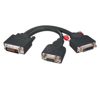Lindy 41218 DVI-I Male to DVI-D Female + VGA Female Splitter Cable, Black