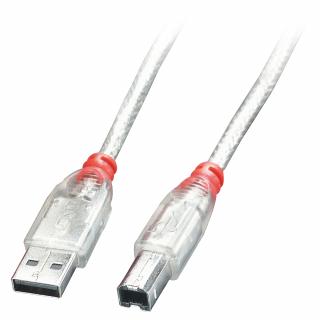 Lindy 41752 USB 2.0 cable type A/B, tranparent, 1m