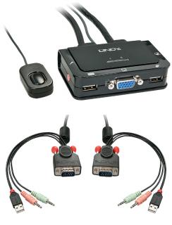 Lindy 42342 2 Port VGA, USB 2.0 and Audio KVM Switch Compact