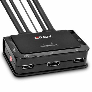 Lindy 42345 2 Port HDMI 2.0, USB 2.0  Audio Cable KVM Switch