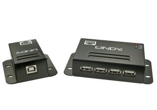 Lindy 42681 USB 2.0 Cat.5 Extender 50m, Power over RJ45, 4 Port