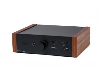 Pro-Ject Pre Box DS2 (DS-2) digital Line preamplifier with D/A converter with wooden side panels Colour: Black, Color: Walnut