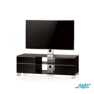 Sonorous MD 8340 (MD8340) Large sized video screens furniture  Color: Black aluminum, Bookshelf colour: czarny, Wood colour: Red