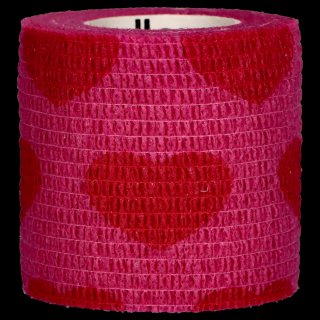 Bandaż kohezyjny yellowBAND 5 cm x 4,5 m Różowy w serca