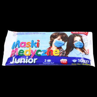 Maski medyczne Junior typ II Praesidium dla dzieci (TW Plast) 10 sztuk Niebieski