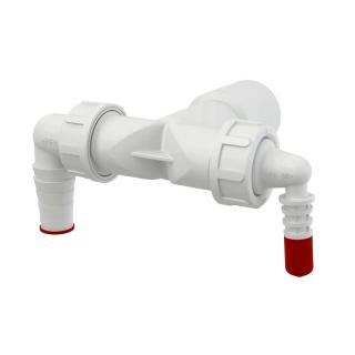 podwójne kolano 40/32 x 8-23 z zaworem zwrotnym do odpływu z urządzeń sanitarnych