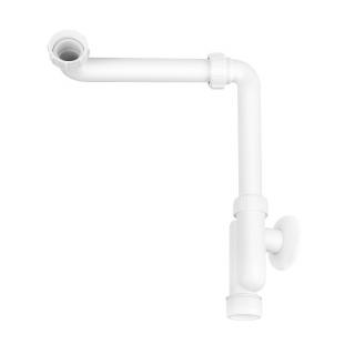 półsyfon umywalkowy 5/4" x 32 MC Alpine z rewizją, biały, oszczędzający miejsce.