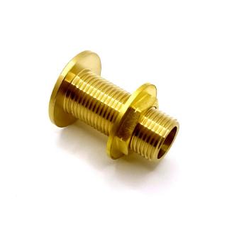 przejście przez przegrodę z gwintem 1/2" (DN15) długość 50mm, mosiężne