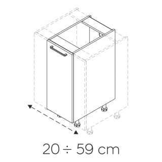 Szafka specjalna (21-59) zmiana szer. co 1cm, 1 drzwi KAMMONO P4