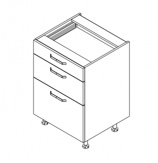 Szafka z 3 szufladami wzmocniona 55 cm KAMMONO P2